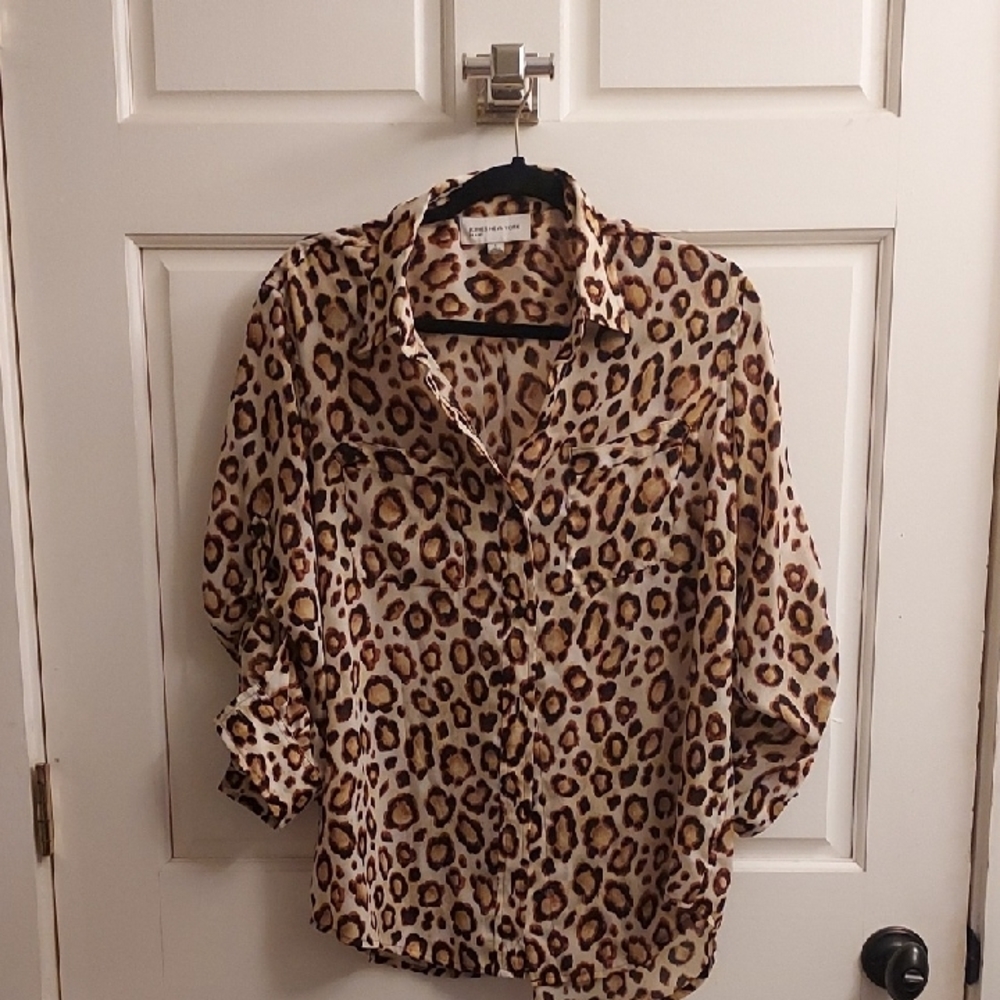 Jones New York Sport Leopard Print Blouse